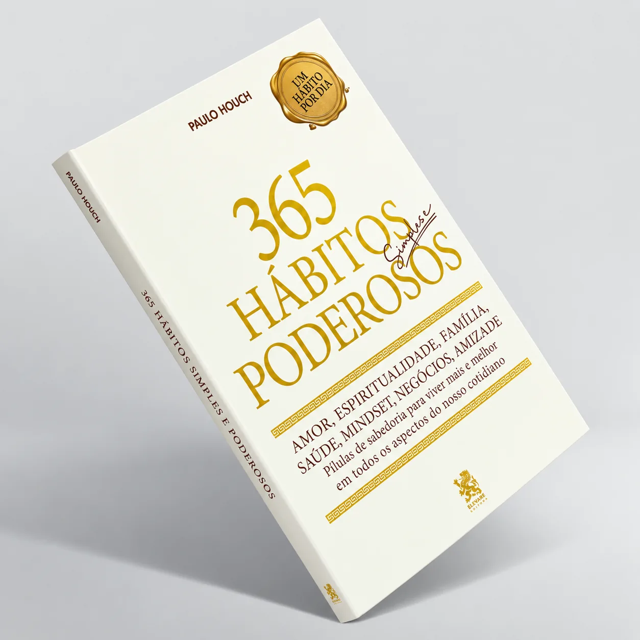 Livro 365 Hábitos Simples e Poderosos em perspectiva sobre fundo claro